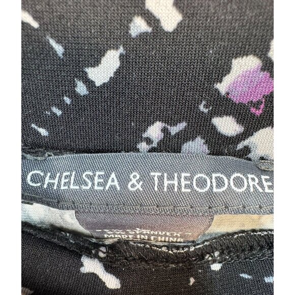 Chelsea & Theodore Abstract Flowy Print Skirt L Black & White - Picture 2 of 12